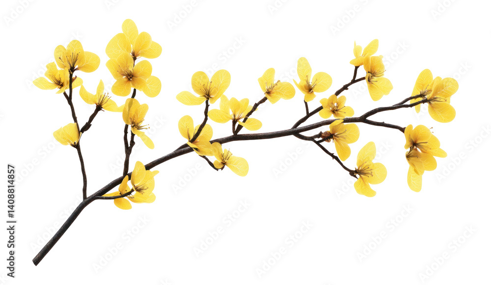 PNG Tree branch flowers yellow illustration. PNG Tree branch flowers yellow illustration.