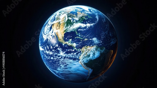 Fototapeta Naklejka Na Ścianę i Meble -  A detailed and vibrant rendering of planet earth in space