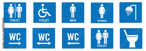 Set of restroom, toilet icon collection. Male and female restroom. Toilet icon set for web and mobile app. Girls and boys restrooms sign .