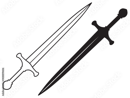 sword silhouette, vector illustration on a white background
