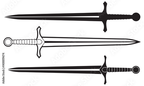 sword silhouette, vector illustration on a white background