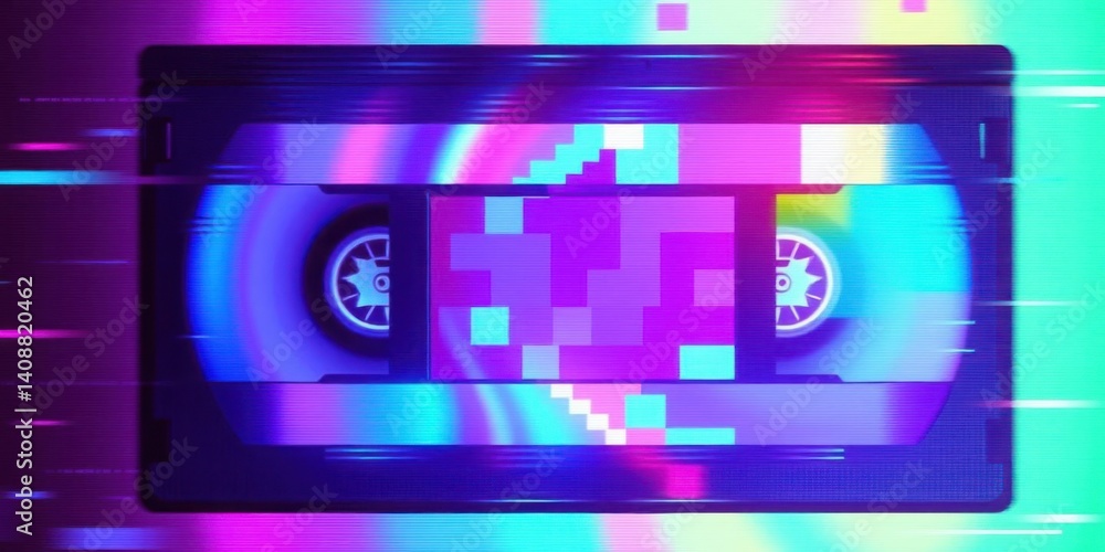 Retro VHS Tape Glitch Art 80s 90s Nostalgic Background Retro VHS Tape Glitch Art 80s 90s Nostalgic Background