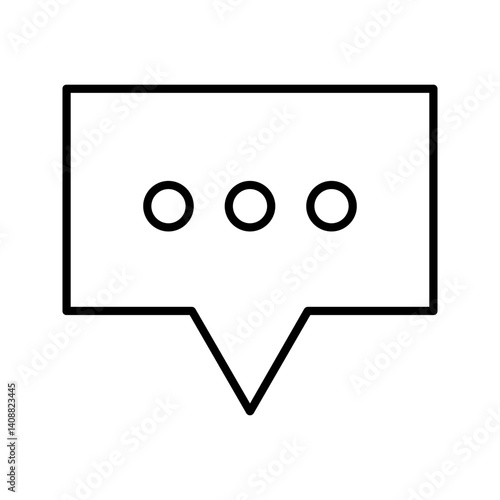 Chat Bubble Icon – Simple Black Outline Message Symbol Isolated on White Background