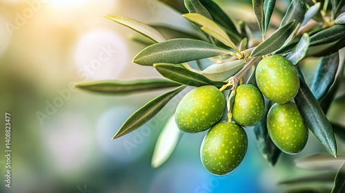 Obraz na płótnie Fresh, vibrant olives on a branch w salonie