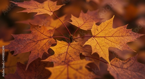 Autumn fallen leaves on ground colorful seasonal background   