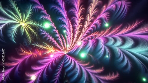 Wallpaper Mural Luminous feather fractals: vibrant gradient textures bloom from a central nexus Torontodigital.ca