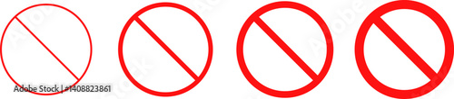 Red warning icon. Prohibition sign. ban symbol. no sign