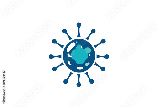 Colorful Virus Icon for Scientific or Educational Use. A stylized cartoonish illustration of a virus