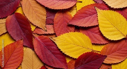 Autumn fallen leaves on ground colorful seasonal background   