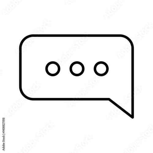 Chat Bubble Icon – Simple Black Outline Message Symbol Isolated on White Background
