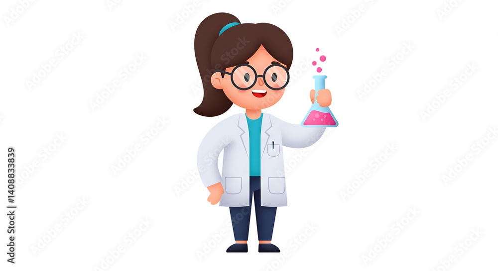 Cartoon scientist character with transparent background Cartoon scientist character with transparent background