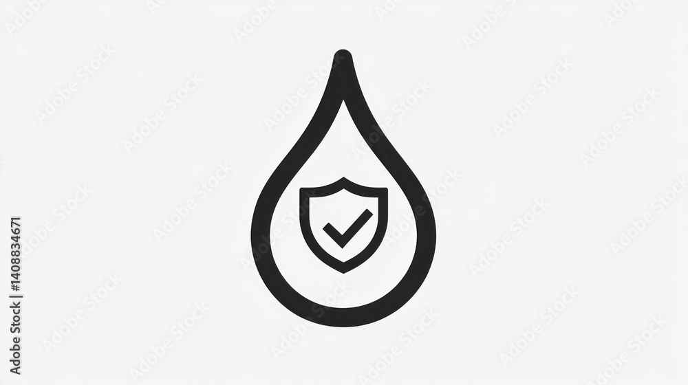 Water drop shield icon, safety, protection, white background, website design Water drop shield icon, safety, protection, white background, website design