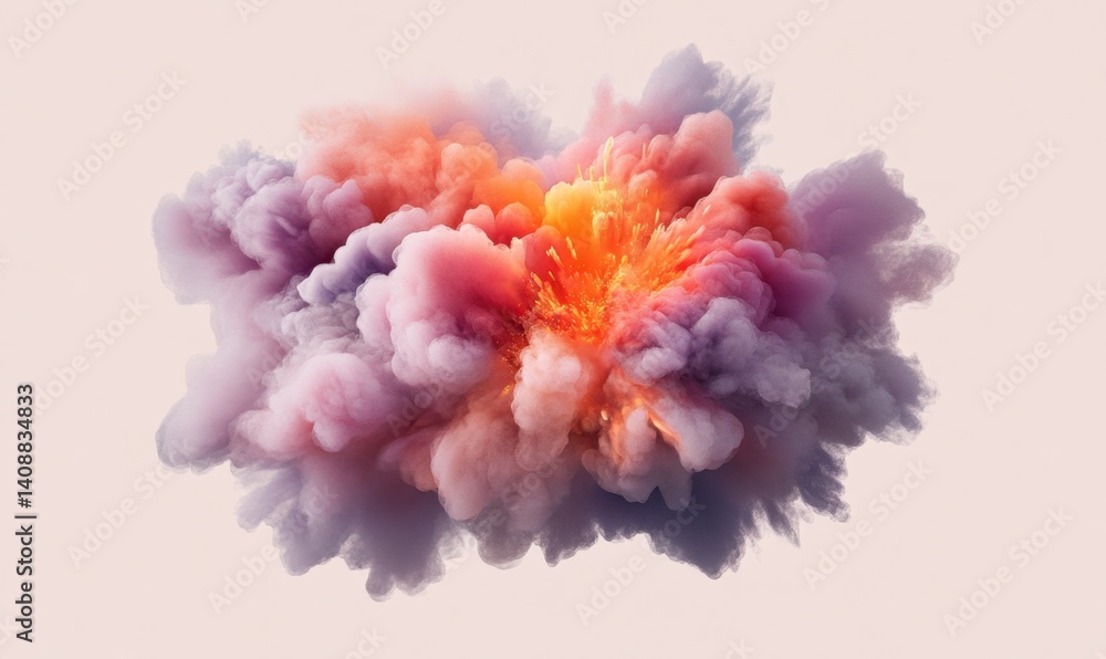 Obraz premium Colorful smoke explosion, abstract art, pastel background, design element