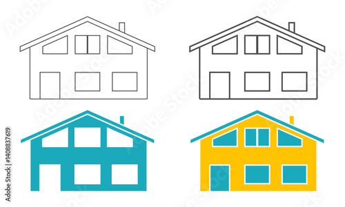 Suburban house collection. For web design and application interface. Real estate business illustration