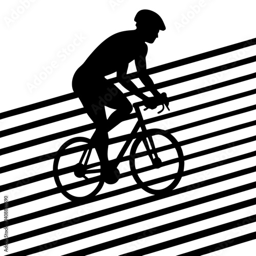 A silhouette of a cyclist traveling on a deserted road