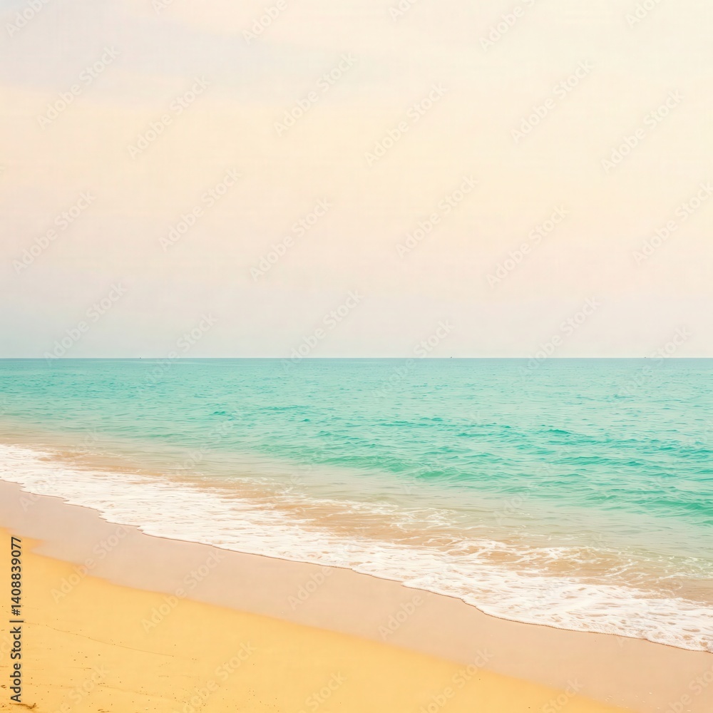 Obraz premium summer wallpaper 4k hd high quality summer background pictures | pastel beach aesthetic wallpaper | dreamy golden sand and turquoise ocean in 4k
