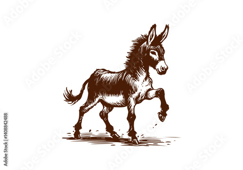 Donkey hand drawn sketch illustration vector
