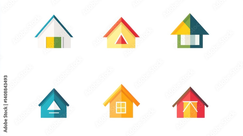 Colorful house icons, various styles, website design Colorful house icons, various styles, website design