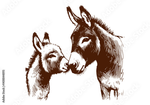 Donkey hand drawn sketch illustration vector