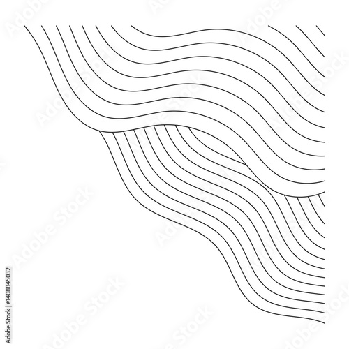 aesthetic wave lines-corner decoration-black and white abstract design elements
