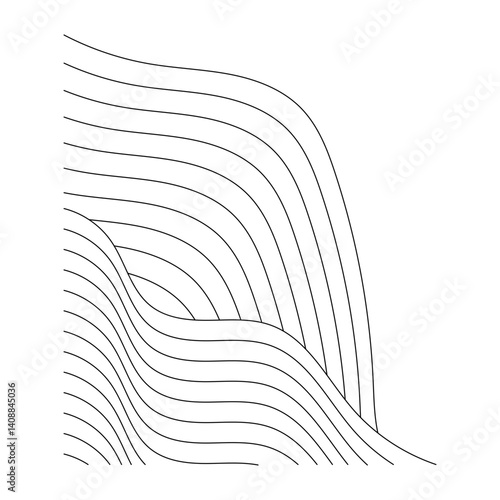 aesthetic wave lines-corner decoration-black and white abstract design elements