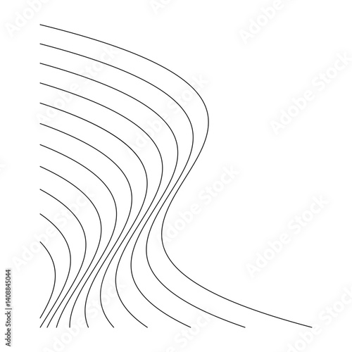 aesthetic wave lines-corner decoration-black and white abstract design elements