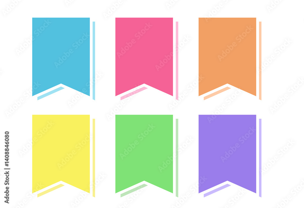 Ribbon-Shaped Label Illustration with Overlapping Effect (Set of 6 Colors) Ribbon-Shaped Label Illustration with Overlapping Effect (Set of 6 Colors)