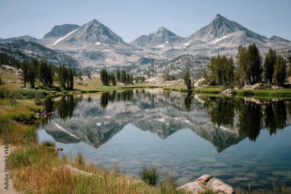Reflections of majestic mountains over tranquil lake sierra nevada nature photography serene landscape panoramic view visual harmony Reflections of majestic mountains over tranquil lake sierra nevada nature photography serene landscape panoramic view visual harmony