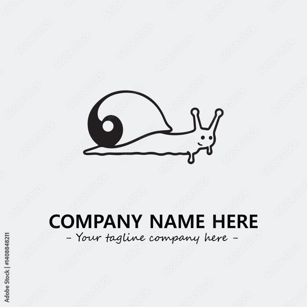 Snail illustration black and white for logo company vector image
