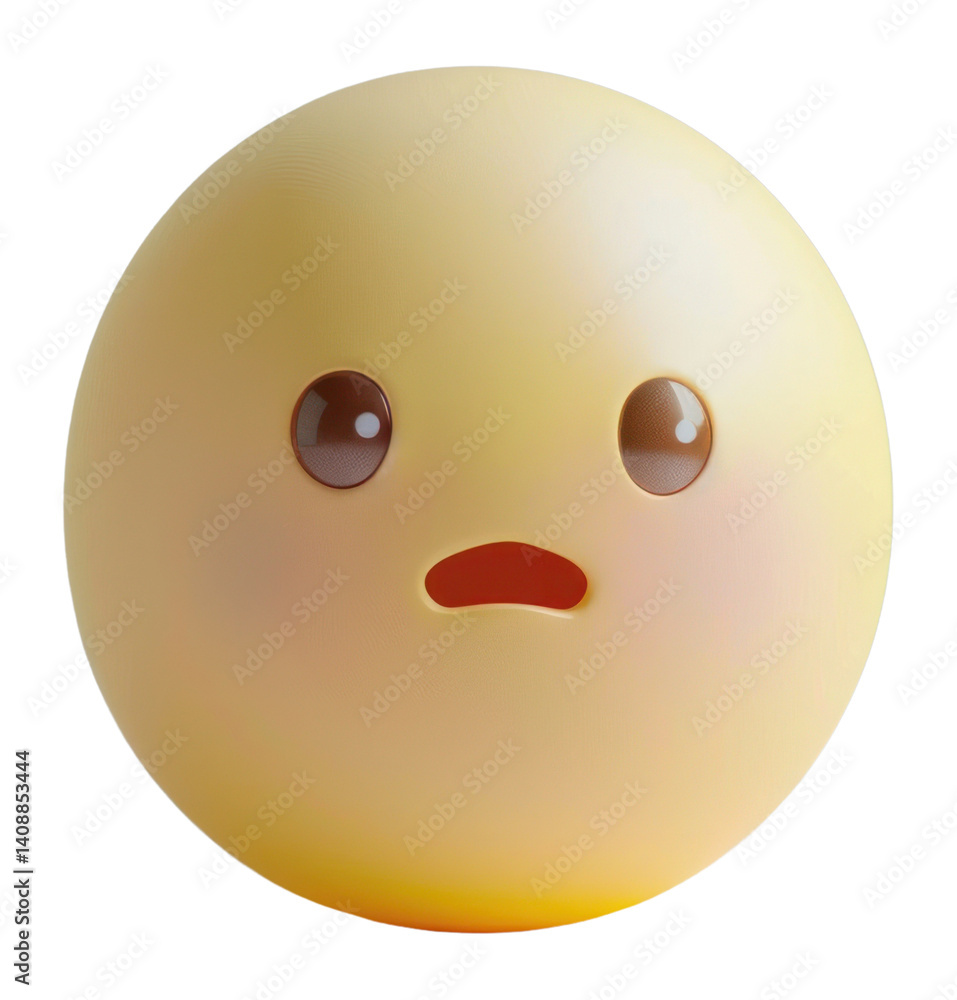 Fototapeta premium PNG Yellow sphere emoji with blushing face yellow round yellow sphere.