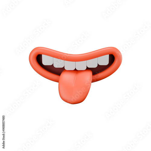 Cartoon 3D emoji of a mouth with tongue sticking out playfully.