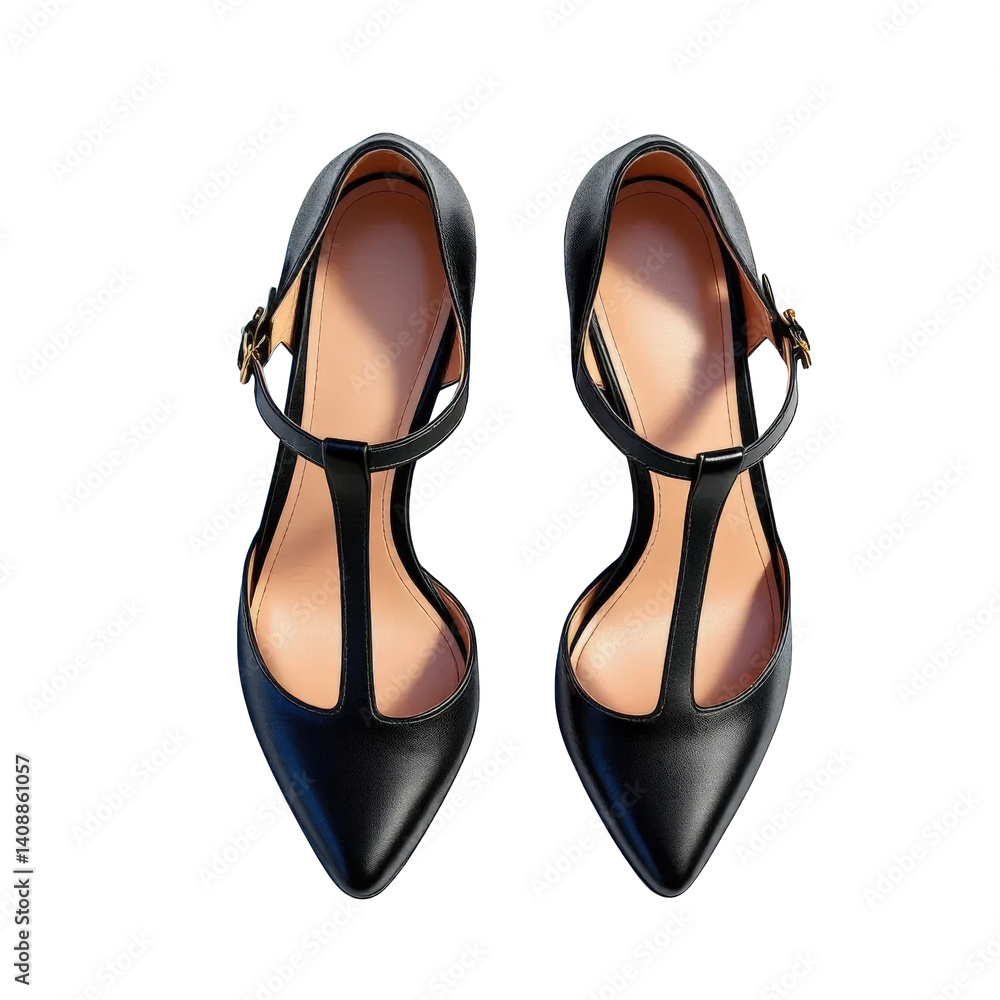 Elegant Black T-Strap Heels, isolated on transparent background. Elegant Black T-Strap Heels, isolated on transparent background.