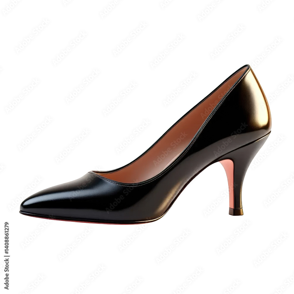 Glossy Black Pointed. Toe Heel, isolated on transparent background. Glossy Black Pointed. Toe Heel, isolated on transparent background.