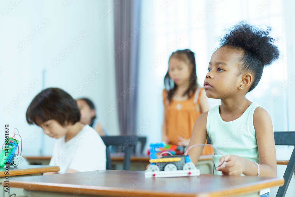 Group of diverse children enjoy learning about the STEM. Group of diverse children enjoy learning about the STEM.