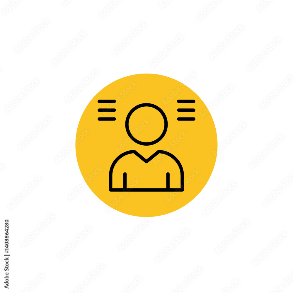 Person feeling overwhelmed in a circular yellow background Person feeling overwhelmed in a circular yellow background