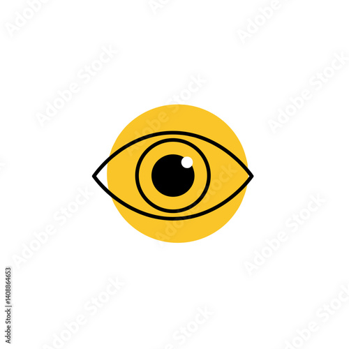 Eye icon with a yellow background symbolizing perception and vision  