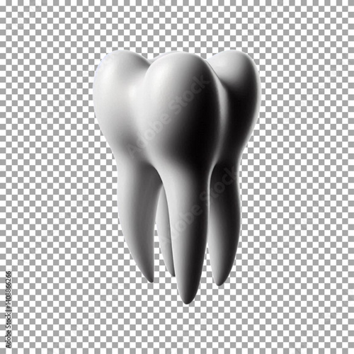 A detailed 3D render of a single human tooth, Detailed Tooth 3D Graphic for Dental Brochures on transparent background, png, psd

