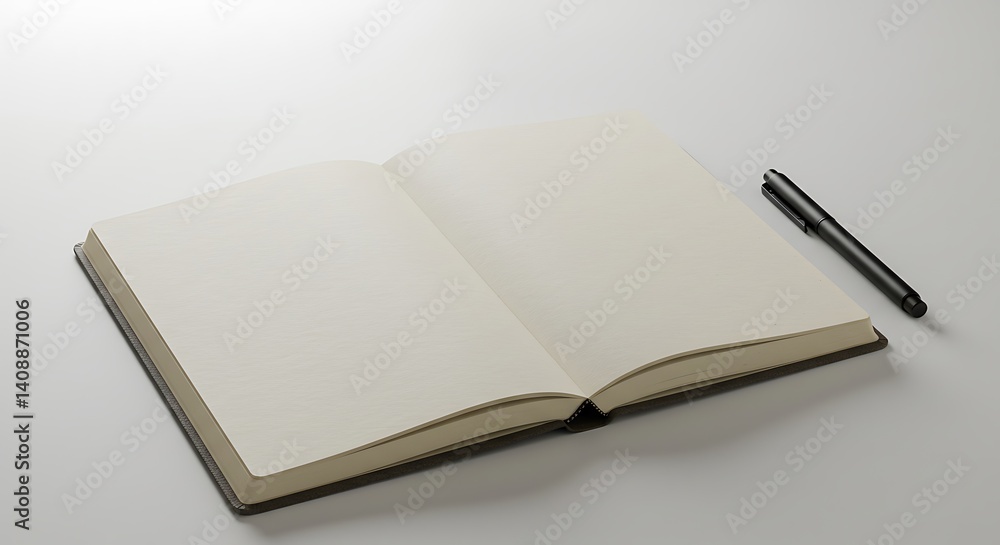 Blank Notebook and Pen: A Minimalist Workspace Setup Blank Notebook and Pen: A Minimalist Workspace Setup