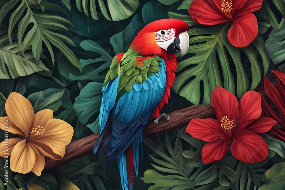 Obraz premium Parrot Perfection A Striking Ode to Tropical Beauty and Life