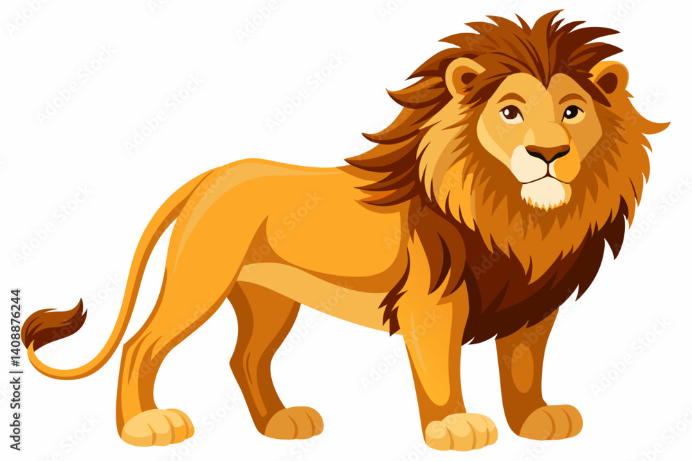 Obraz premium Cartoon Lion Vector Illustration Majestic Animal Graphic Wild Feline Jungle King Wildlife Mascot Clip Art Design Element