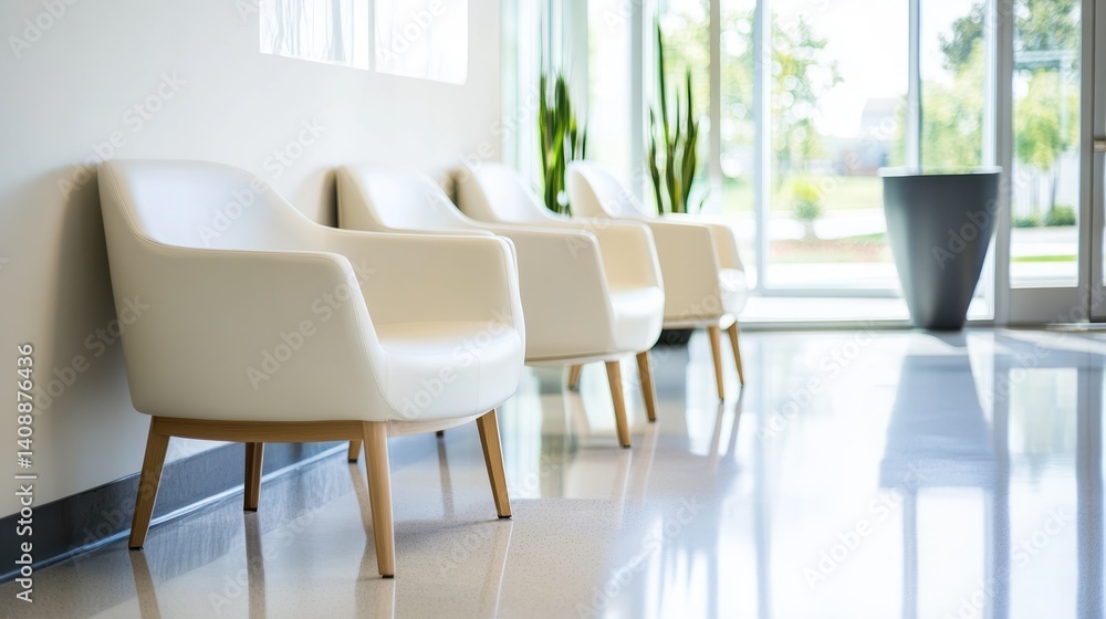 Fototapeta premium Modern office space with clean design and natural light, embodying simplicity and productivity. 