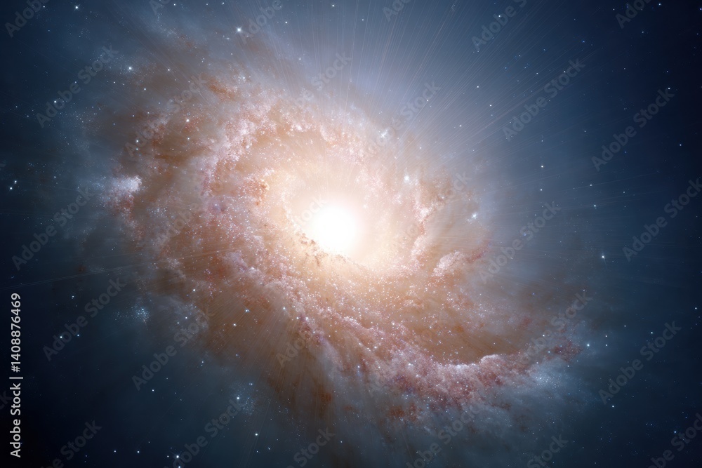 Obraz premium Cosmic Luminescence Immersive Spiral Galaxy Visualization for Quantum Science, AI Research, and Astronomical Innovation - Next-Gen Digital Exploration