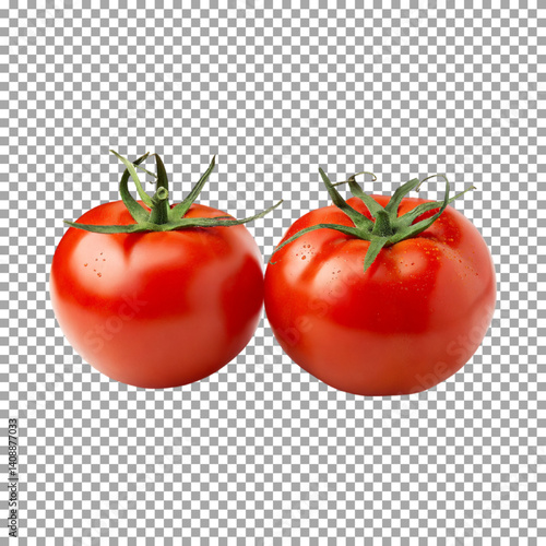 Two Juicy red tomatoes, Two Perfectly Ripe Tomatoes for Salads on transparent background, png, psd
