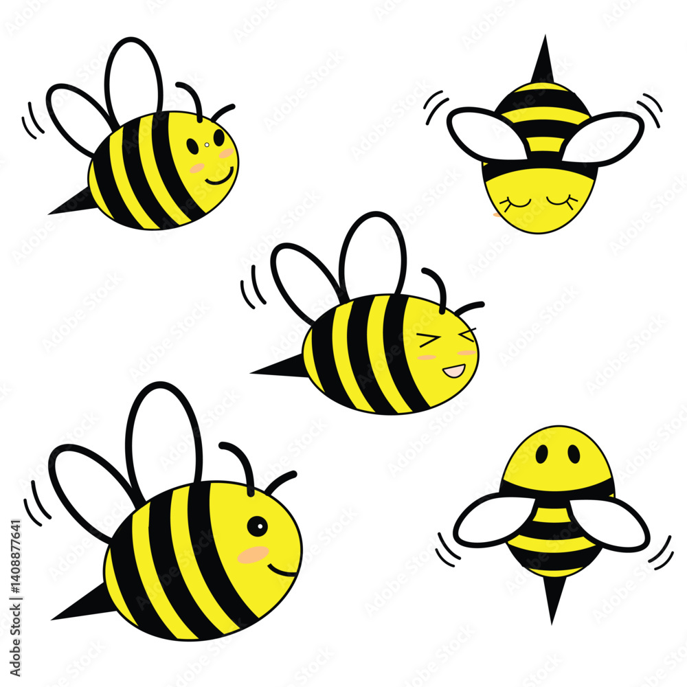Obraz premium Bee Vector. Honey bees isolated with a white background