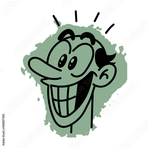 A character having goofy expression, hand drawn icon 