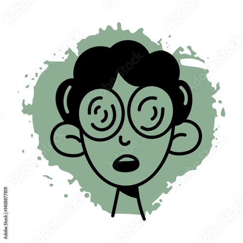 A character with dizzy eyes, hand drawn icon 