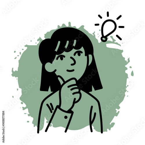 Hand drawn icon showing a character thinking about something 