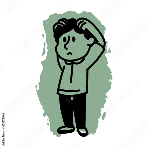 A hand drawn style icon of a baffled character 
