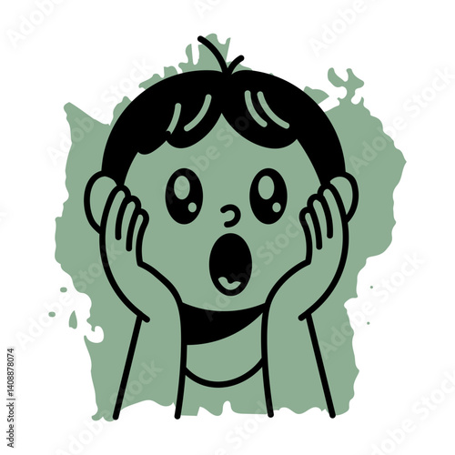 A hand drawn icon of stunned character 
