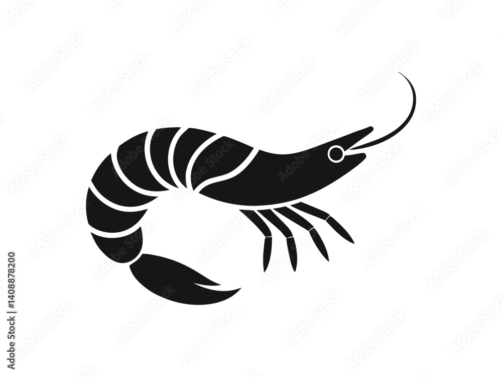 Fototapeta premium shrimp design of silhouette black and white vector illustration on white background 